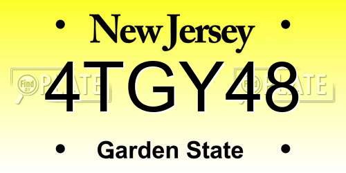 4TGY48 New Jersey License Plate