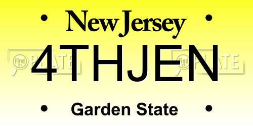 4THJEN New Jersey License Plate