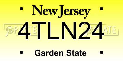 4TLN24 New Jersey License Plate