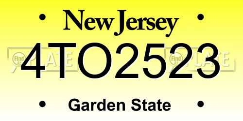 4TO2523 New Jersey License Plate