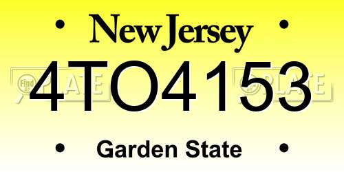 4TO4153 New Jersey License Plate