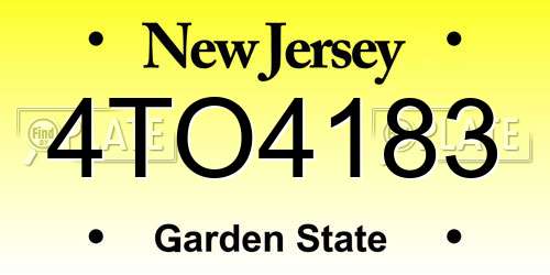 4TO4183 New Jersey License Plate