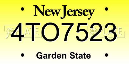 4TO7523 New Jersey License Plate