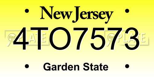 4TO7573 New Jersey License Plate