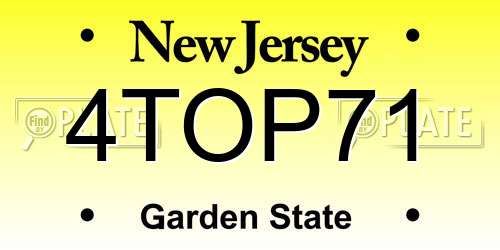 4TOP71 New Jersey License Plate