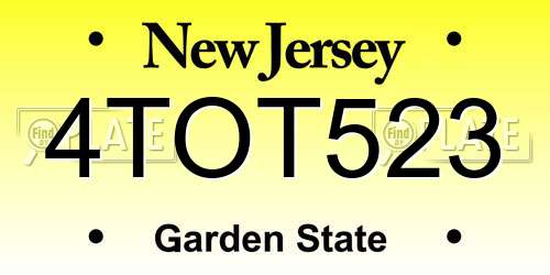 4TOT523 New Jersey License Plate