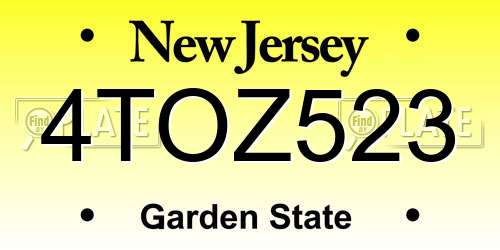 4TOZ523 New Jersey License Plate