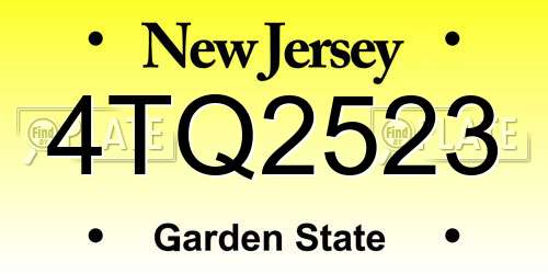 4TQ2523 New Jersey License Plate