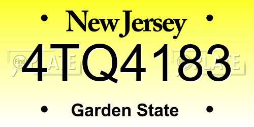 4TQ4183 New Jersey License Plate