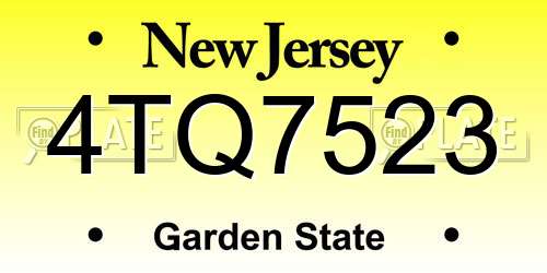 4TQ7523 New Jersey License Plate