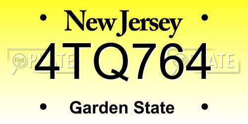 4TQ764 New Jersey License Plate