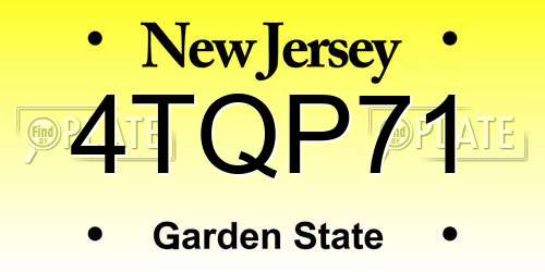 4TQP71 New Jersey License Plate