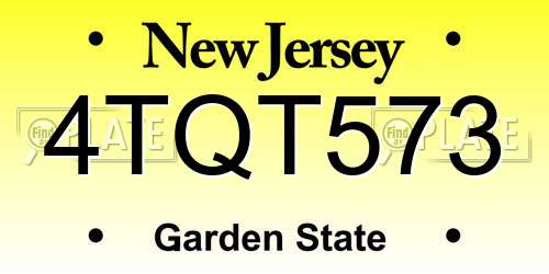 4TQT573 New Jersey License Plate