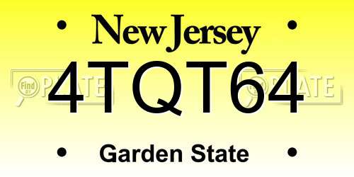 4TQT64 New Jersey License Plate