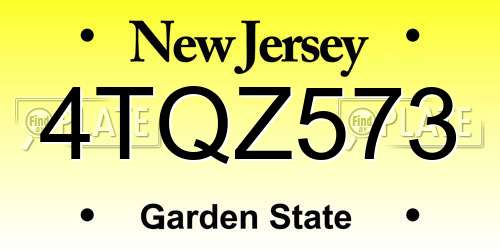 4TQZ573 New Jersey License Plate