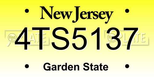 4TS5137 New Jersey License Plate