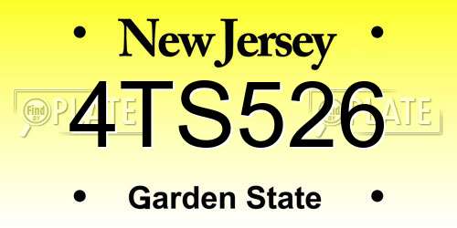 4TS526 New Jersey License Plate