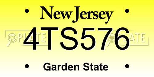 4TS576 New Jersey License Plate