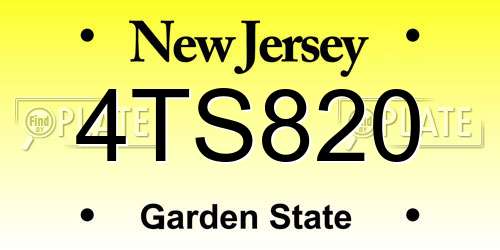 4TS820 New Jersey License Plate