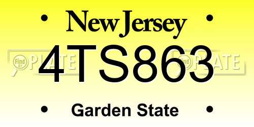 4TS863 New Jersey License Plate