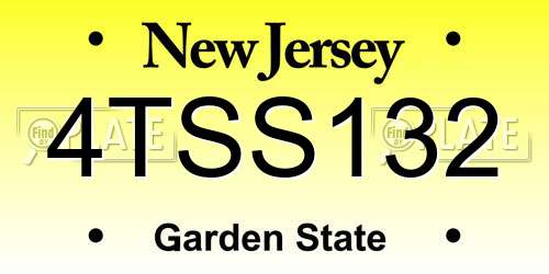 4TSS132 New Jersey License Plate