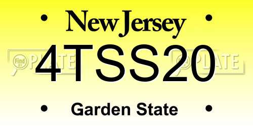 4TSS20 New Jersey License Plate