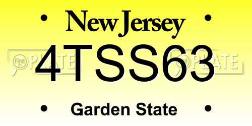 4TSS63 New Jersey License Plate