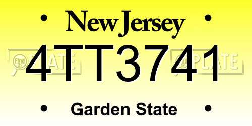 4TT3741 New Jersey License Plate