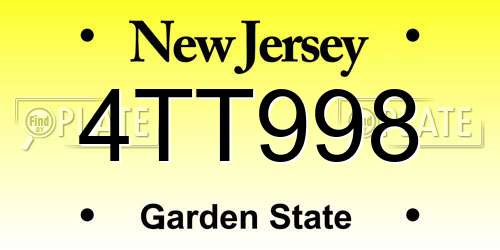4TT998 New Jersey License Plate