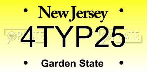 4TYP25 New Jersey License Plate