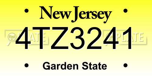 4TZ3241 New Jersey License Plate
