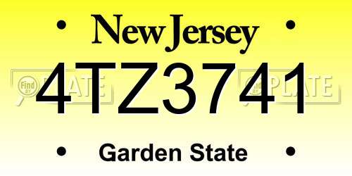 4TZ3741 New Jersey License Plate