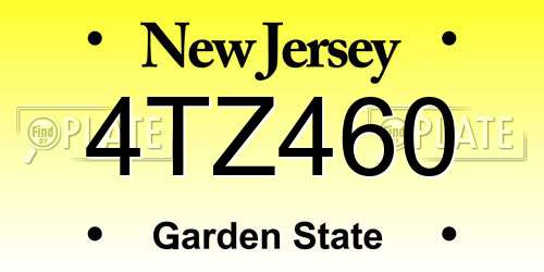4TZ460 New Jersey License Plate