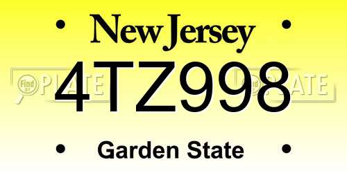4TZ998 New Jersey License Plate