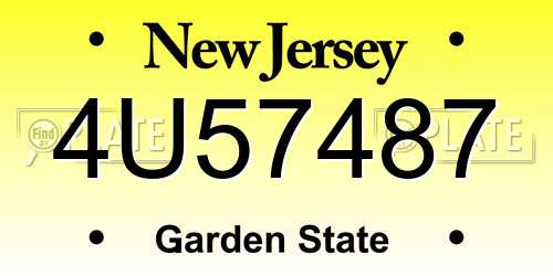 4U57487 New Jersey License Plate