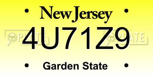 4U71Z9 New Jersey License Plate
