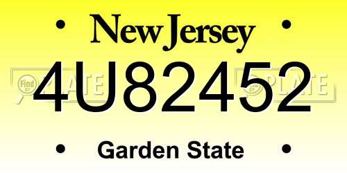 4U82452 New Jersey License Plate