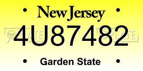 4U87482 New Jersey License Plate