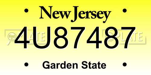 4U87487 New Jersey License Plate