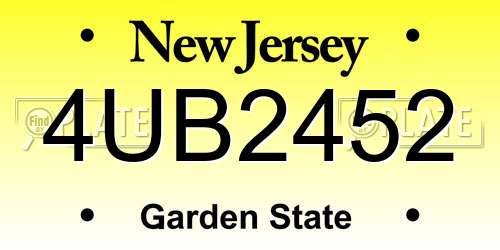 4UB2452 New Jersey License Plate