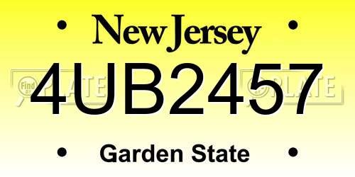 4UB2457 New Jersey License Plate