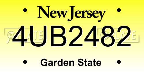 4UB2482 New Jersey License Plate