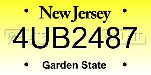 4UB2487 New Jersey License Plate