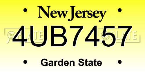 4UB7457 New Jersey License Plate