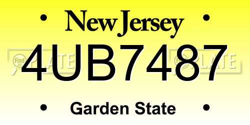 4UB7487 New Jersey License Plate