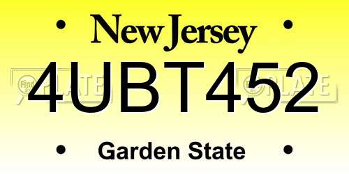 4UBT452 New Jersey License Plate
