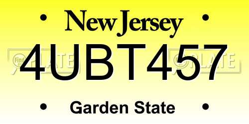 4UBT457 New Jersey License Plate