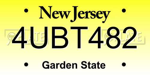 4UBT482 New Jersey License Plate