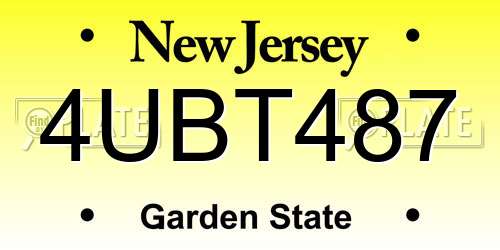 4UBT487 New Jersey License Plate