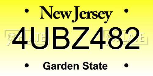 4UBZ482 New Jersey License Plate